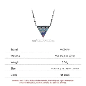 925 Sterling Silver inverted triangle necklace with multi-color zircon geometric inlay