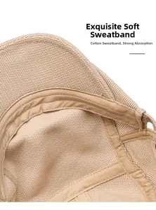 Detail of soft cotton sweatband inside the breathable mesh beret for moisture wicking