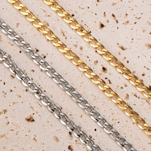 Hip hop style stainless steel Cuban link necklaces in gold and silver finish