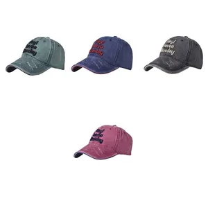 Gewaschene Baumwoll-Basecaps mit Used-Look, Stickerei und vier verschiedenen Farben
