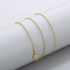 Minimalist gold stainless steel snake chain necklace with lobster clasp for women
