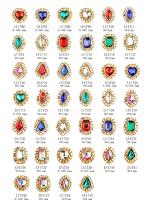 Colección de pedrería para manicura con formas de corazón y óvalo y números de ítem