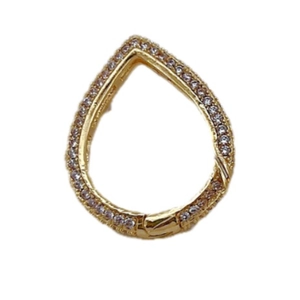 Gold plated teardrop pendant with cubic zirconia inlay for DIY jewelry design
