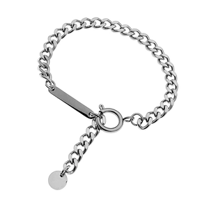 Minimalist Cuban Chain Bracelet Stainless Steel Rectangular ID Plate Round Tag Geometric Jewelry For Men Women