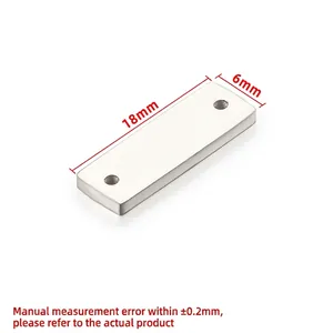 Polished stainless steel rectangular pendant 18x6mm with two holes for DIY jewelry