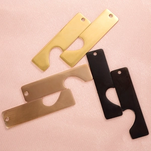 Mirror stainless steel couple rectangular heart cut-out pendants in gold, rose gold and black