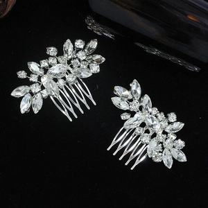 Handmade Bridal Hair Comb Hair Pins Silver Rhinestone Crystal Artificial Pearl Flower Leaf Wedding Hair Accessories Women Bridesmaids