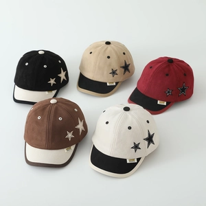 Kids star embroidered patchwork baseball caps in various colors for 2-5 year olds