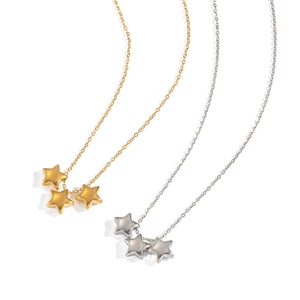 Classic gold and silver necklaces featuring three star pendants on minimalist thin chains