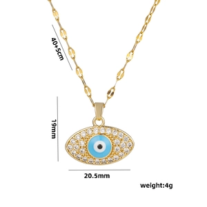 Evil Eye pendant necklace in gold finish with sparkling crystal pave setting