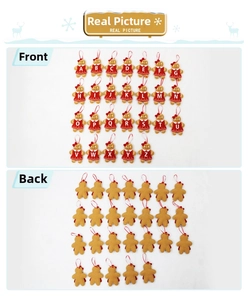 Front and back detail of 26 felt Christmas gingerbread man alphabet ornaments set