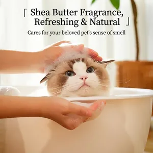 Natural shea butter pet shampoo for Ragdoll cats providing gentle foam bath cleaning