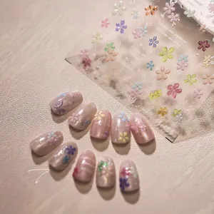 Detail of embossed floral nail stickers M-488 with colorful 3D textured flower patterns