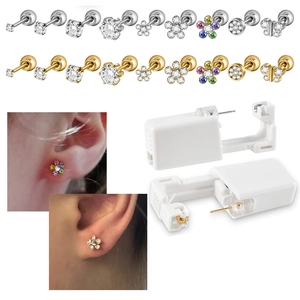 Disposable Ear Piercing Gun With 316L Stainless Steel Zircon Flower Butterfly Earrings Sterile Painless Safety Device
