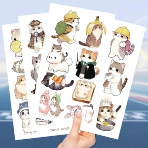Waterproof cartoon watercolor cat temporary tattoos stickers for kids festival party