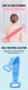 Dual-sided silicone back scrubber with massage nodes and soft bristles for deep cleansing