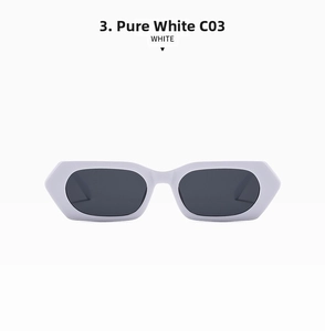 Solid white rectangular frame sunglasses with dark grey lenses and minimalist C03 design