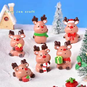 Set of 6 miniature Christmas reindeer figurines for DIY micro landscapes and decor