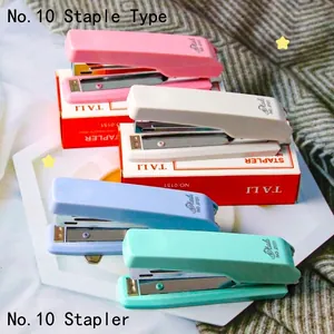 Desktop Stapler Plastic Shell Metal Mechanism No 10 Size Morandi Color Portable School Office Stationery Accessory