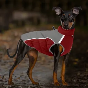 Winter warm dog jacket with reflective strips for medium large dogs in outdoor settings