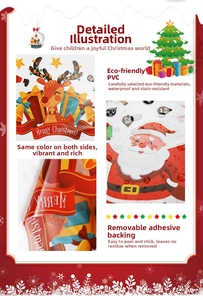 Detailed view of waterproof PVC Christmas wall stickers with double-sided color design