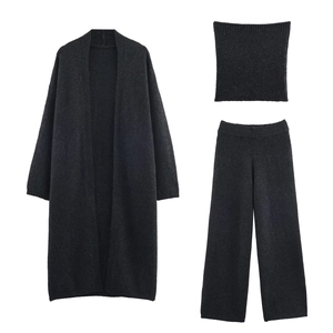 Damen Strick Cardigan Bandeau Top Und Weite Hose Mit Hoher Taille Lässiges Einfarbiges Streetwear Outfit
