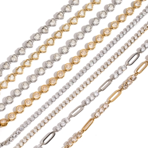 Luxe gold and silver stainless steel bracelets with sparkling zircon and tennis chain links