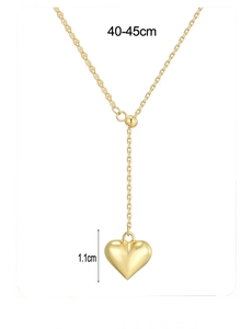 Detailed view of S925 silver adjustable heart necklace with 40-45cm chain dimensions