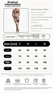 Size chart for maternity long sleeveless floral dress with measurements and washing guide