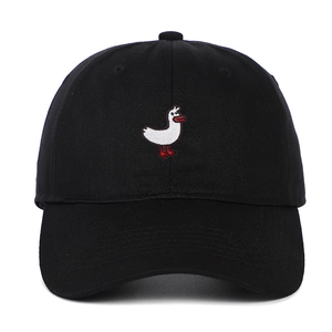 Cotton Twill Baseball Cap Embroidered Swan Duck Soft Top Curved Brim Adjustable Outdoor Casual Sun Protection Hat Unisex