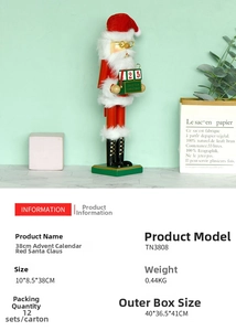 38cm wooden Santa Claus advent calendar puppet figurine with countdown blocks