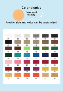 Detailed color chart featuring 42 vibrant shades for custom felt learning board designs