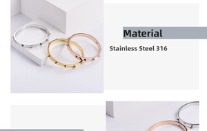 Three-color 316 stainless steel bracelets featuring cone studs and buckle design