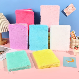 A5 colorful plush notebook collection in various soft faux fur colors for students