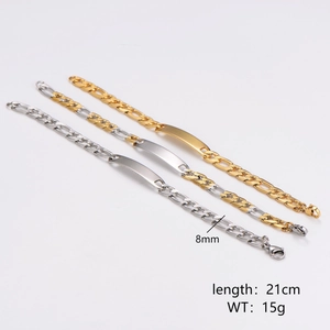 8mm stainless steel 3:1 NK chain bracelets in gold and silver finishes for men