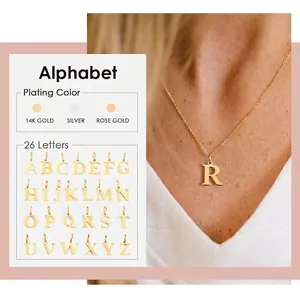 Stainless Steel Initial Letter Pendant Necklace Minimalist Alphabet Charm Jewelry For Women Gift