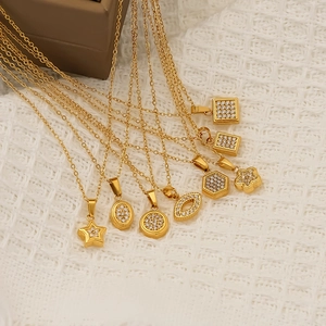 Collier Pendentif Géométrique Zircon Acier Inoxydable 304 Plaqué Or 18K Forme Étoile Œil Style INS Minimaliste Pour Femmes