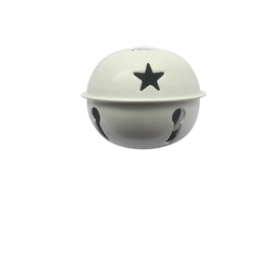 5cm white metal bell with snowflake star cutouts for Christmas DIY and pet collars