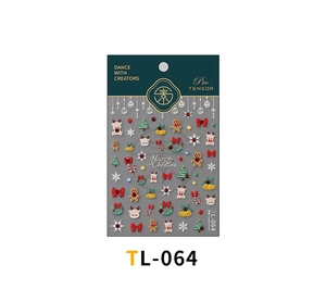 Detailed view of 5D Christmas nail art stickers with reindeer and tree motifs TL-064