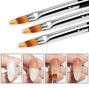 Set of 3 professional ombre nail art brushes with synthetic bristles and black handles