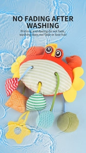 Jouet crabe en peluche pour poussette, lavable avec cordes sensorielles et anneau de dentition