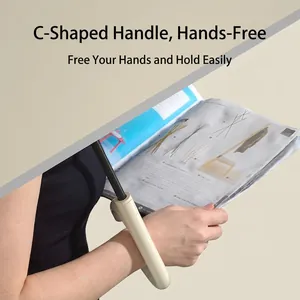 Double layer inverted umbrella with C-shaped handle for hands-free use while reading