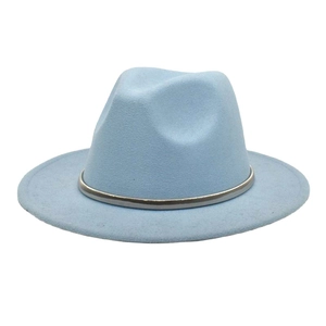 Fedora Hat Wool Felt Wide Brim Jazz Hat With Metal Band Solid Color Elegant Fashion For Men Women