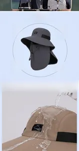 Detail of waterproof quick-dry fabric and mesh ventilation on outdoor sun protection hat
