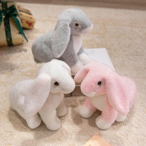 Adorable soft plush lop-eared rabbit dolls in grey, white and pink for kids' gifts
