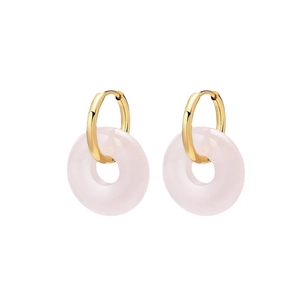 Boucles d'oreilles vintage en titane plaqué or 18 carats avec breloque aventurine rose