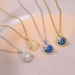 Dreamy Planet Pendant Necklace Stainless Steel Zircon Star Universe Elegant Jewelry For Women
