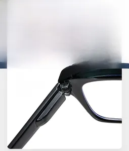 Detail analysis of reinforced screw hinge on black square frame reading glasses
