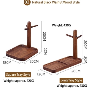 Vertical walnut wood key and jewelry organizer stand with square and long base options