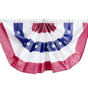 Pleated American fan flag bunting with stars and stripes for Independence Day decor